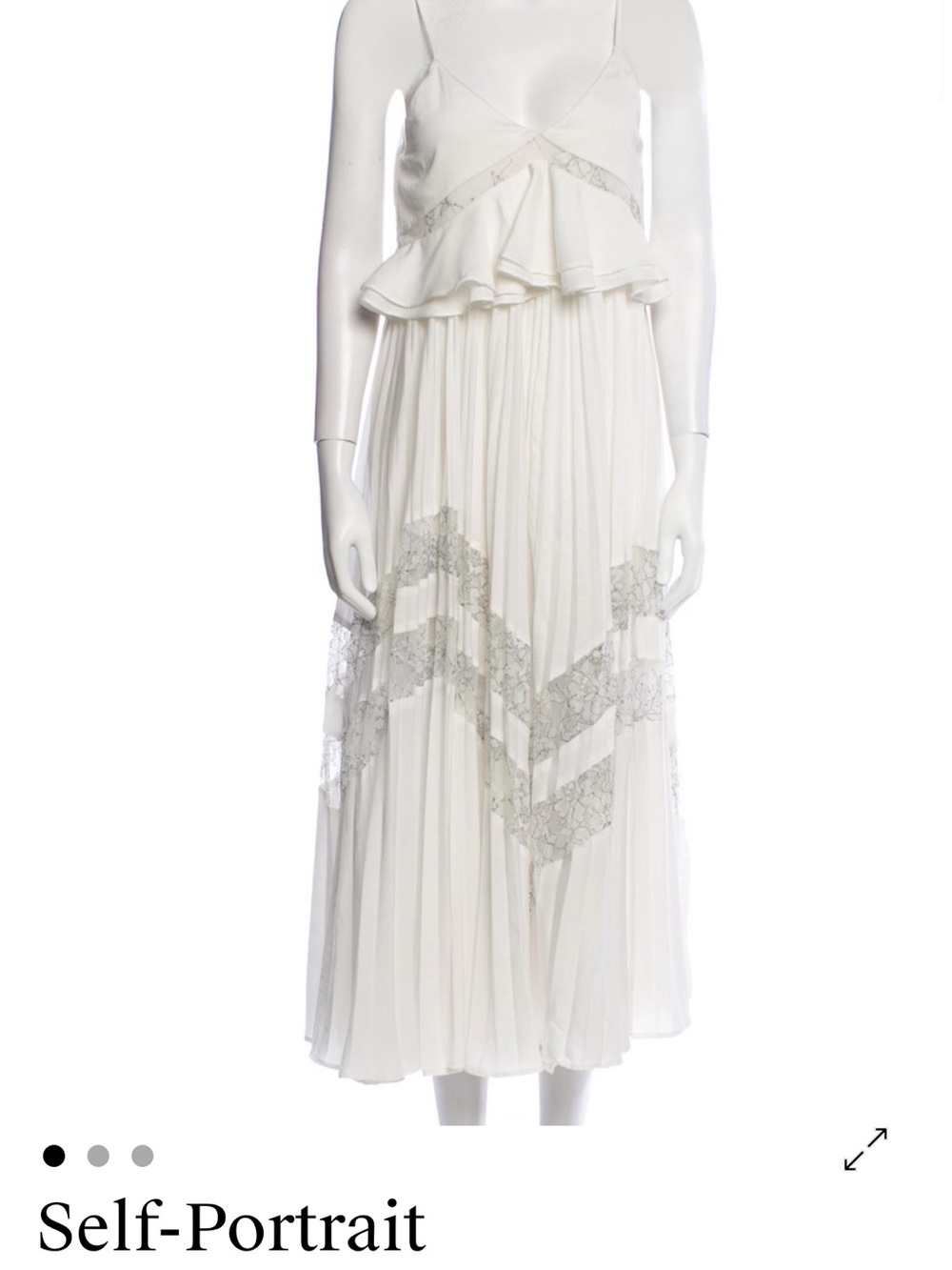Self-Portrait Cream Maxi Skirt with Lace Chevron Panels